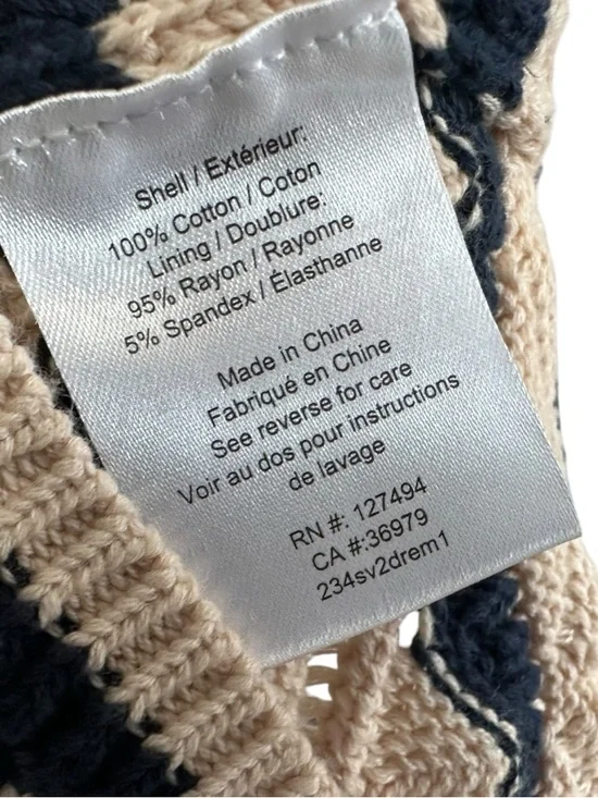 Heartloom Womens Sleeveless Stripped Knit Dress Sz Medium Beige Blue Lined - Picture 4 of 6